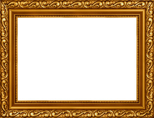 Gold plated empty decorative ornament frame, use horizontal or vertical isolated