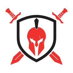 Spartan Warrior Logo Vector with swords sheild 