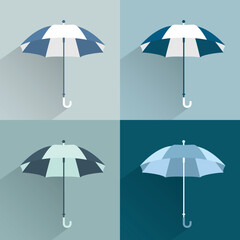 Umbrella pattern. Simply flat decorative style. Blue color.