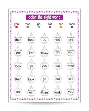 Christmas Sight Words Coloring Worksheet for kids