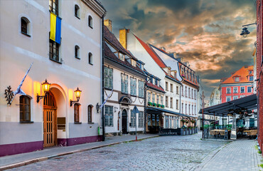 European town in the evening