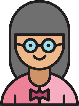 nerd girl student icon