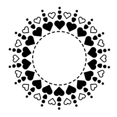 Black vintage frame, black circle vintage frame, ornamental monochrome border.