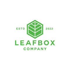 Geometric Leaf Box Logo vector design graphic emblem
