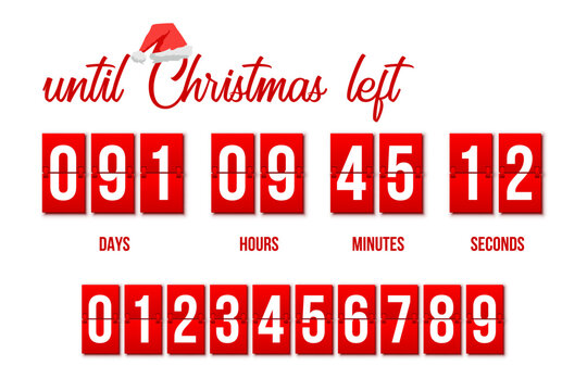 Christmas countdown calendar template, red Santa hat and days until Christmas left text