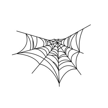 Vector outline illustration of a simple Halloween spider web on a white background.Useful for halloween party decoration, hand drawn image