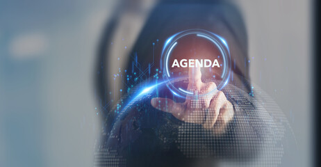 Agenda meeting appointment activity information concept. List of meeting activities in the order to...