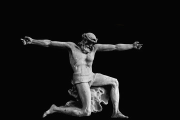 Fototapeta na wymiar Crucifixion of Jesus Christ on a black background