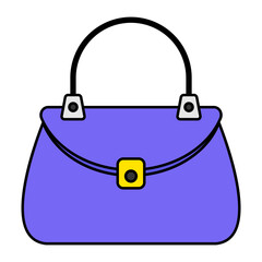 leather bowler bag vector color icon design, Ensemble and In vogue symbol, clothing and outfits Sign, Fashion Show and Exhibition stock illustration, Luxury Custom Designed handbag Concept