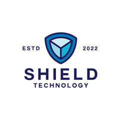 protection shield technology Logo vector design graphic emblem