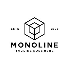 Monoline Box Geometric Logo vector design graphic emblem