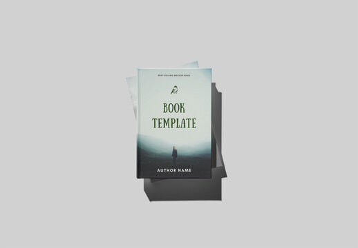Stack of Two Hardcover Book Mockup On a Customizable Background