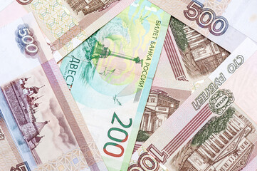 Russian rubles close-up, money background