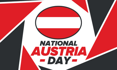 National Day in Austria. National happy holiday, celebrated annual in October 26. Austria flag. Patriotic elements. Poster, card, banner and background. Vector illustration
