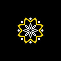 Simple Body or human with leaves like flower on around circle image graphic icon logo design abstract concept vector stock. Can be used as symbol related to people or community