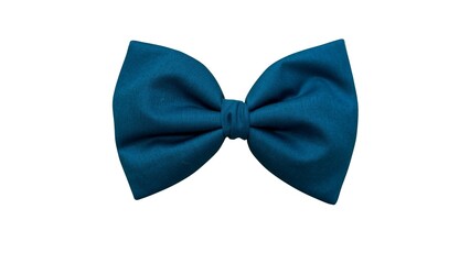 Simple hair bow in beautiful dark turquoise color made out of cotton fabric with white background