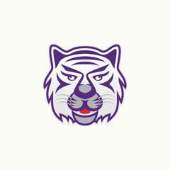 Simple and unique tiger head with serious face and attractive motive image graphic icon logo design abstract concept vector stock. Can be used as symbol related to animal or strong