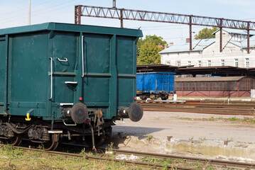 RAILWAY TRANSPORT - Coal wagons on a railway station siding
