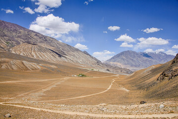 Fototapeta na wymiar The wild road through the Bartang Valley, Pamirs, Tajikistan
