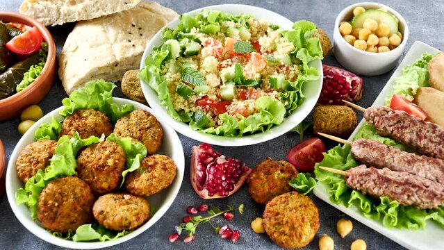 assorted of Lebanese food dishes