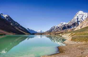 Naklejka na ściany i meble Beautiful Khafrazdara Lake, Tajik National Park, Tajikistan