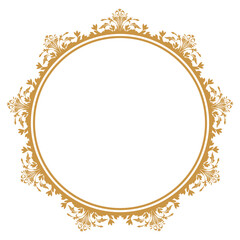 luxury gold floral label frame with damask pattern