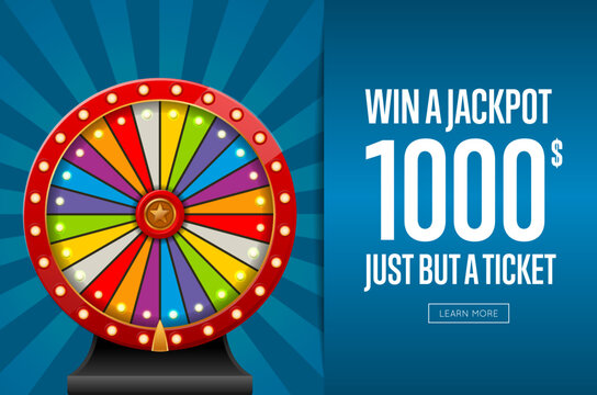 Design Of Webpage Advertising Jackpot Winner With Wheel Of Fortune.