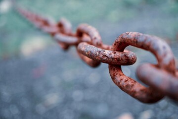 fence with an old  rusty chain 