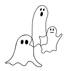 Illustration of ghosts on a white background