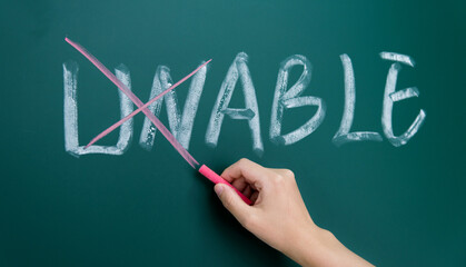 Turning word unable into able on blackboard