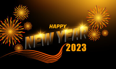 Happy new year effect text, vector art and illustration. can be used for landing pages, Templates, web, mobile apps, posters, banners, flyers, backgrounds