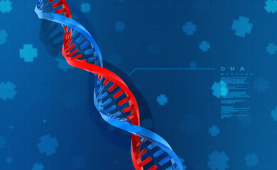 3d illustraction of dna structure in medical abstract background