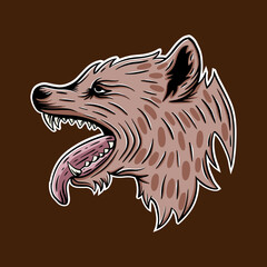 Hand drawn angry hyena vector illustration