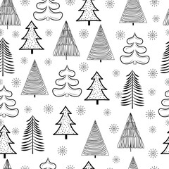 winter seamless pattern on white background