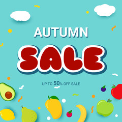 Autumn square Sale Banner. layout Design template.