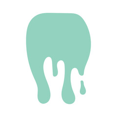 Vector paint splash. Light green melt drips. Abstract cartoon liquid.