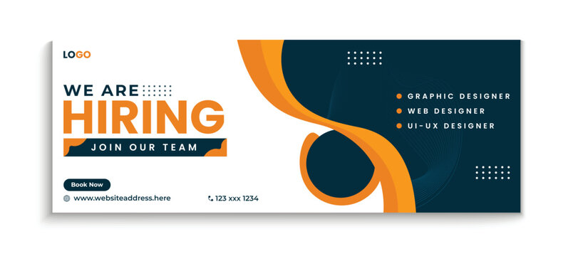 Modern job hiring cover banner design template for company, corporate or business