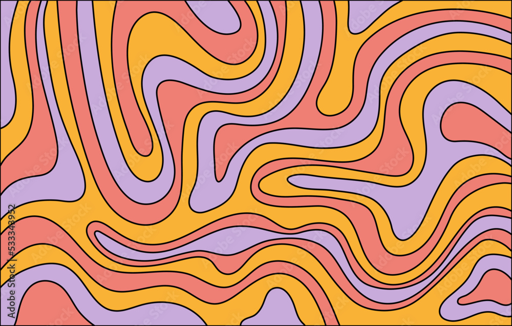 Poster abstract horizontal background with colorful waves. trendy vector illustration in style retro 60s, 7
