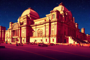Fototapeta premium Photo of the Bellas Artes Palace in Mexico city at the blue hour time , style U1 1