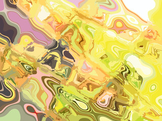 Obraz premium Colorful sunny wavy background for textiles or fabrics. Spreading background in yellow-green-violet key for prints, wallpaper, covers, fashion trends, interior solutions, autumn compositions, etc. 