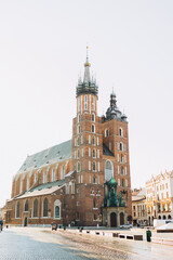 Naklejka na ściany i meble St. Mary's Basilica on the Krakow Main Square. Old city center. High quality photo