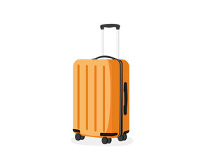Yellow big suitcase. Travel concept. Flat vector icon on white background