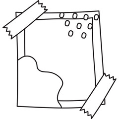 sticky note with washi tape text box vector doodle clipart