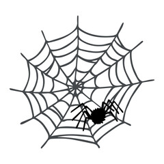 Simple hand drawn spider web illustration. Cute gossamer clipart. Halloween doodle for print, web, design, decor, logo
