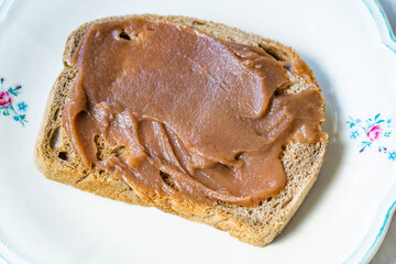 Chestnut Spread Paste with Toast Bread Slice. Creme de Marrons.