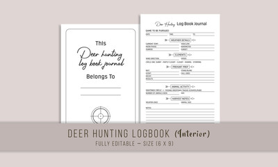 Deer hunting log book journal kdp interior template