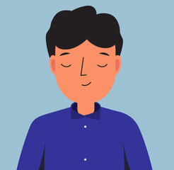 Portrait of man. male pleased face. Vector illustration for people emotions