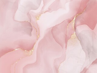 pink gold marble abstract background. alcohol ink golden line glitter digital painting wallpaper. backdrop design.