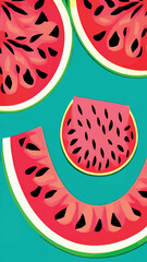 Watermelon. Green Juicy Fruit, Isolated on  Background, Watermelons realistic fruits. Vector. Eps10 vector illustration.