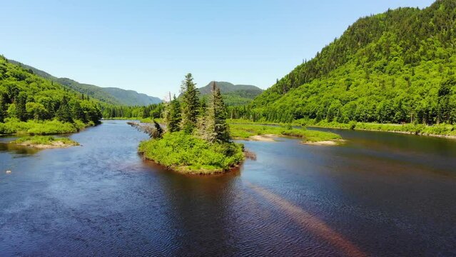 River Flowing Through Jacques Cartier National Park In Quebec